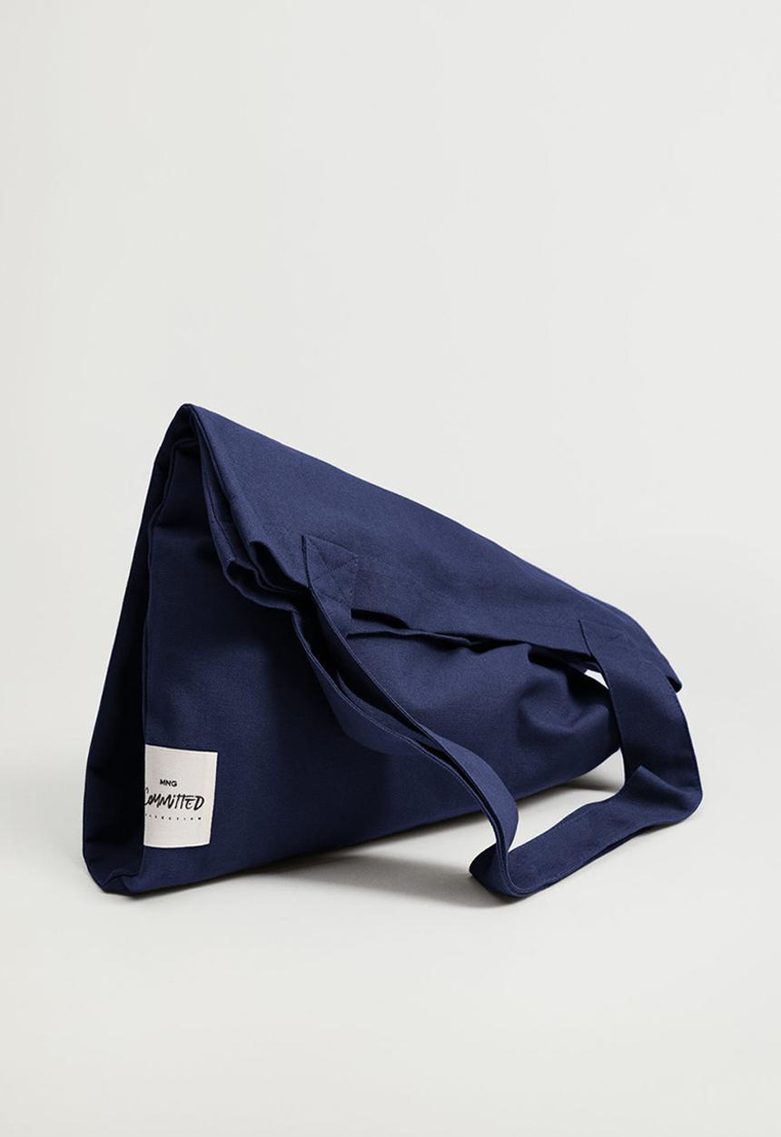 MANGO - Cotton shopper bag - blue