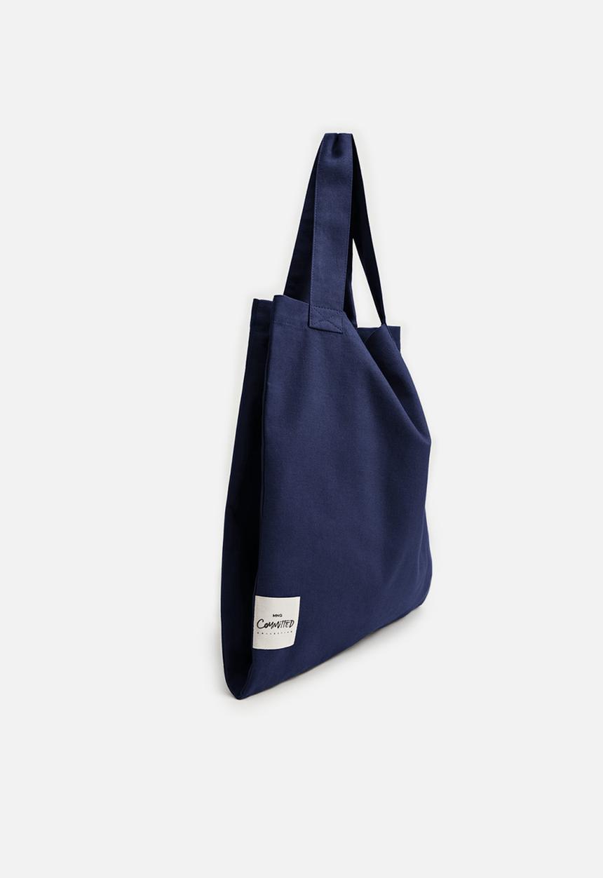 MANGO - Cotton shopper bag - blue