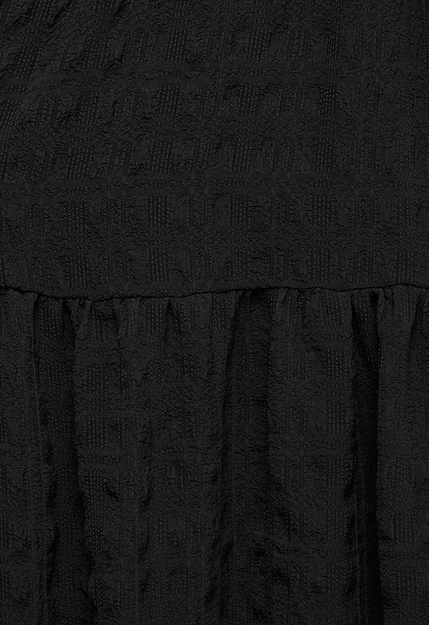 MILLA - Wrap bodice square neck dress - black