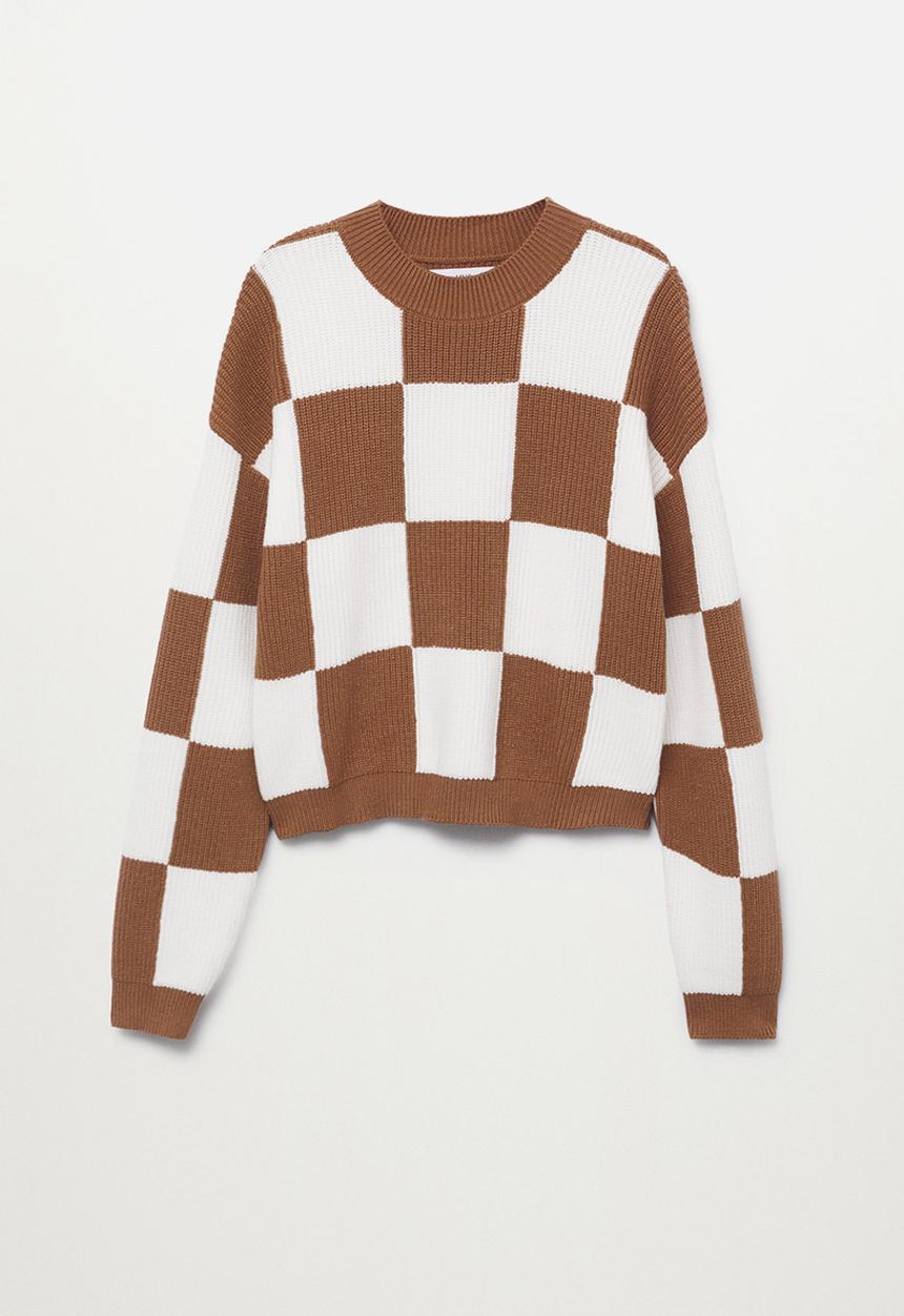MANGO - Sweater chess - medium brown