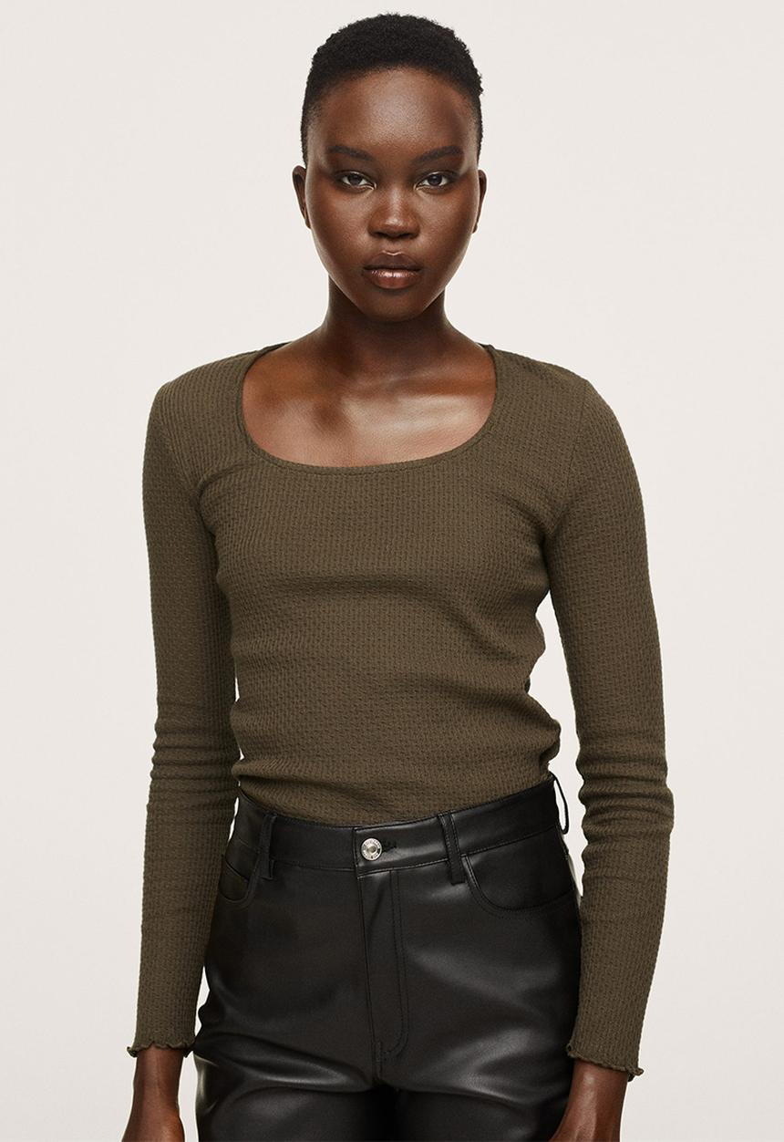 MANGO - T-shirtnaty - beige/khaki