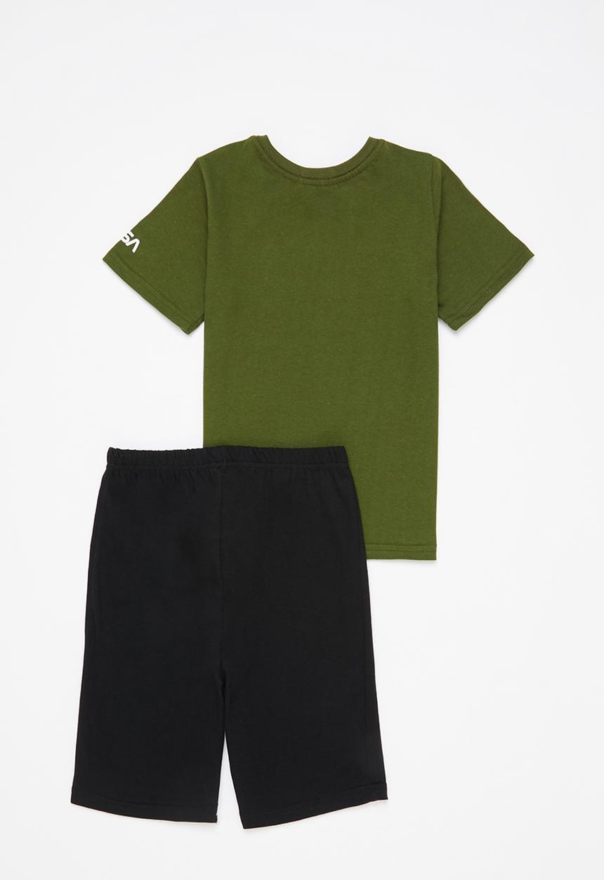Superbalist Kids - NASA tee & shorts pj set - olive & black