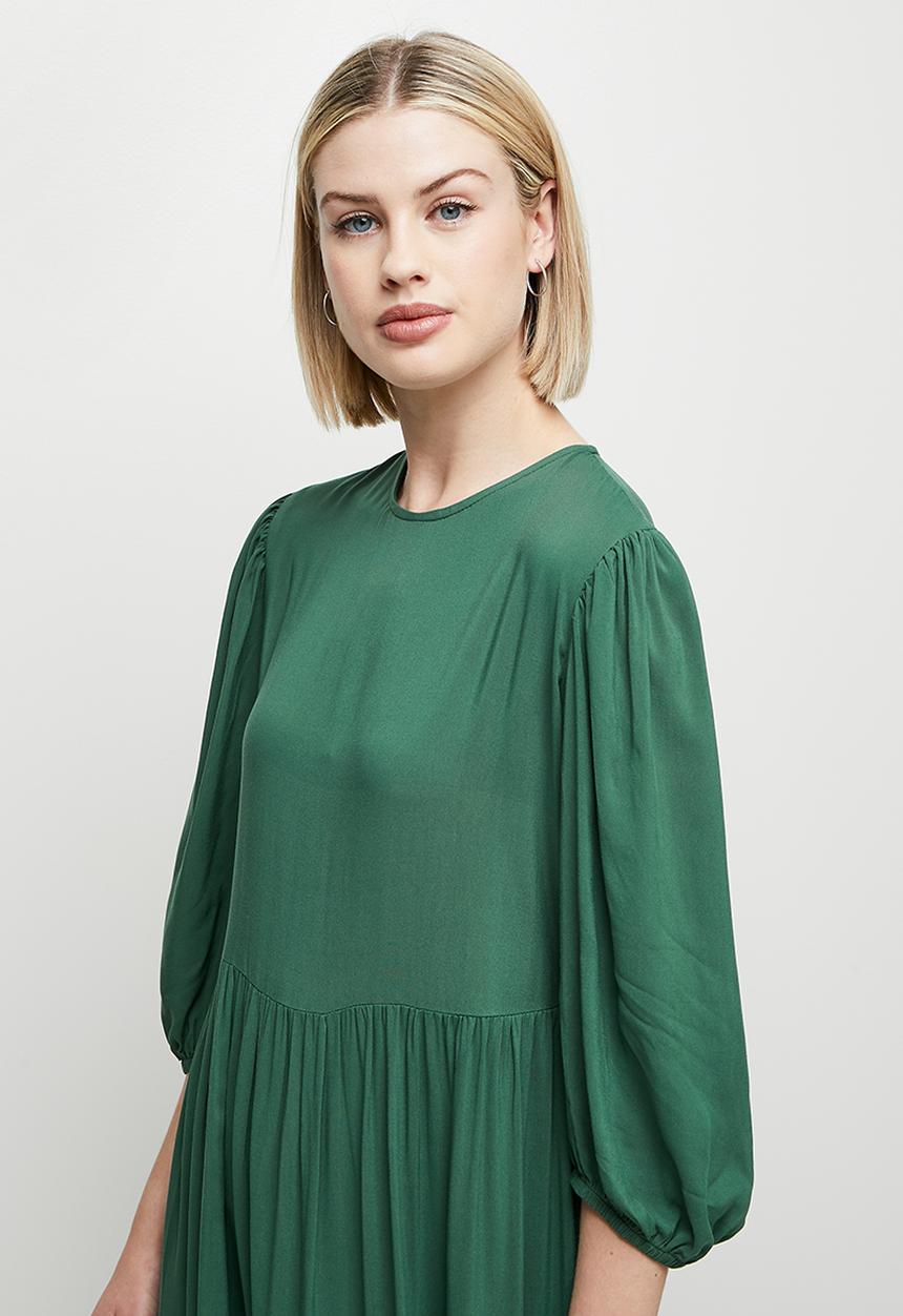 edit - Pleat detail tiered maxi dress - green