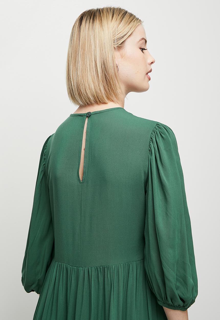 edit - Pleat detail tiered maxi dress - green