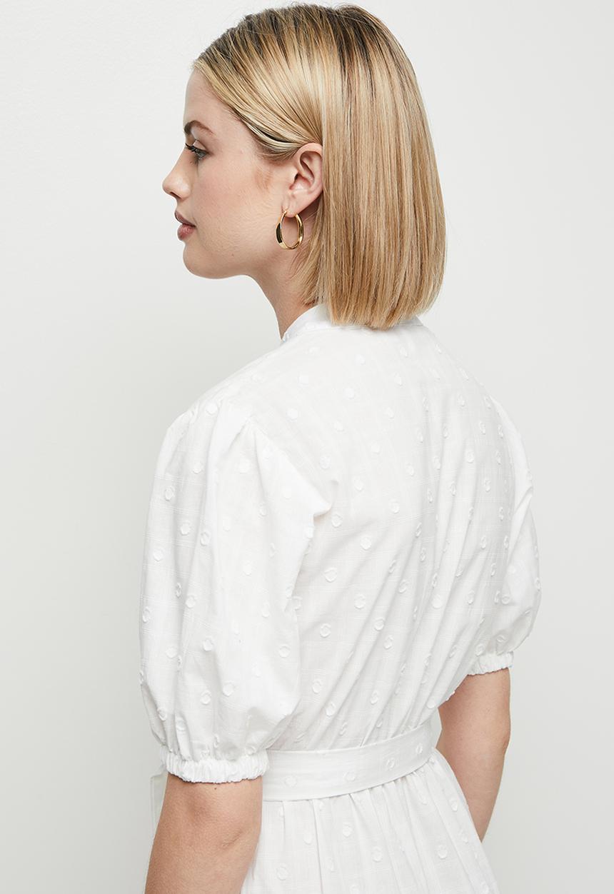 edit - Dobby voile belted shirt dress - white