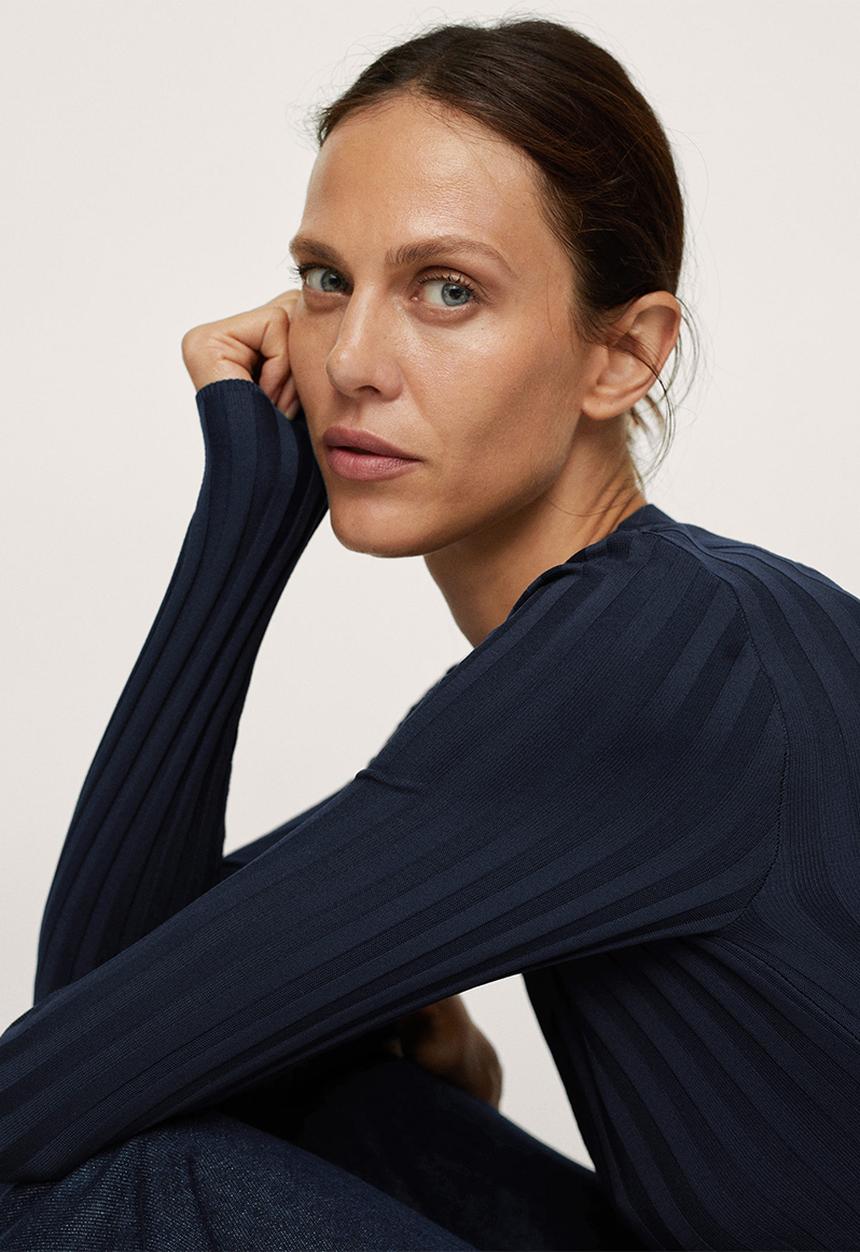 MANGO - Sweater slitter - navy