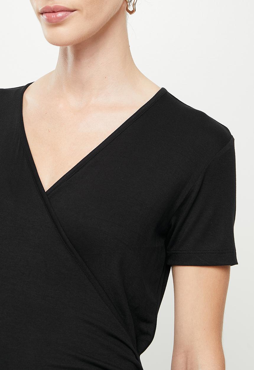 Superbalist - Wrap top short sleeve tee - black