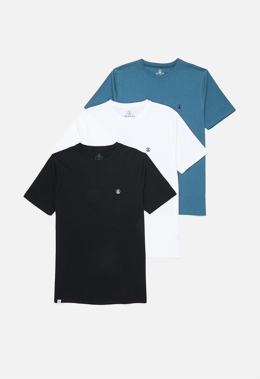 Lark & Crosse - 3-pack leo organic crew neck tee w/ chest embroidery - multi