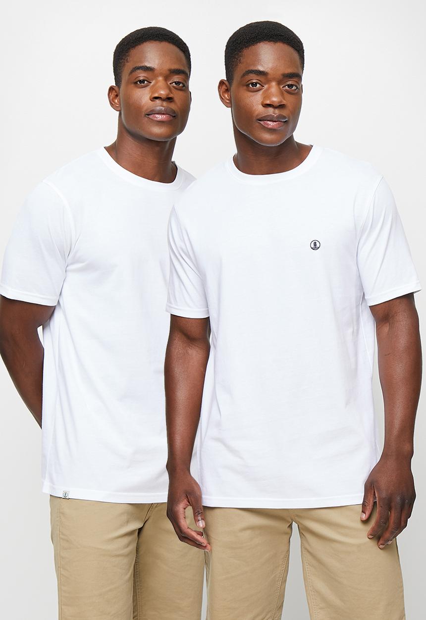 Lark & Crosse - 2-pack leo organic crew neck tee w/ chest embroidery - white