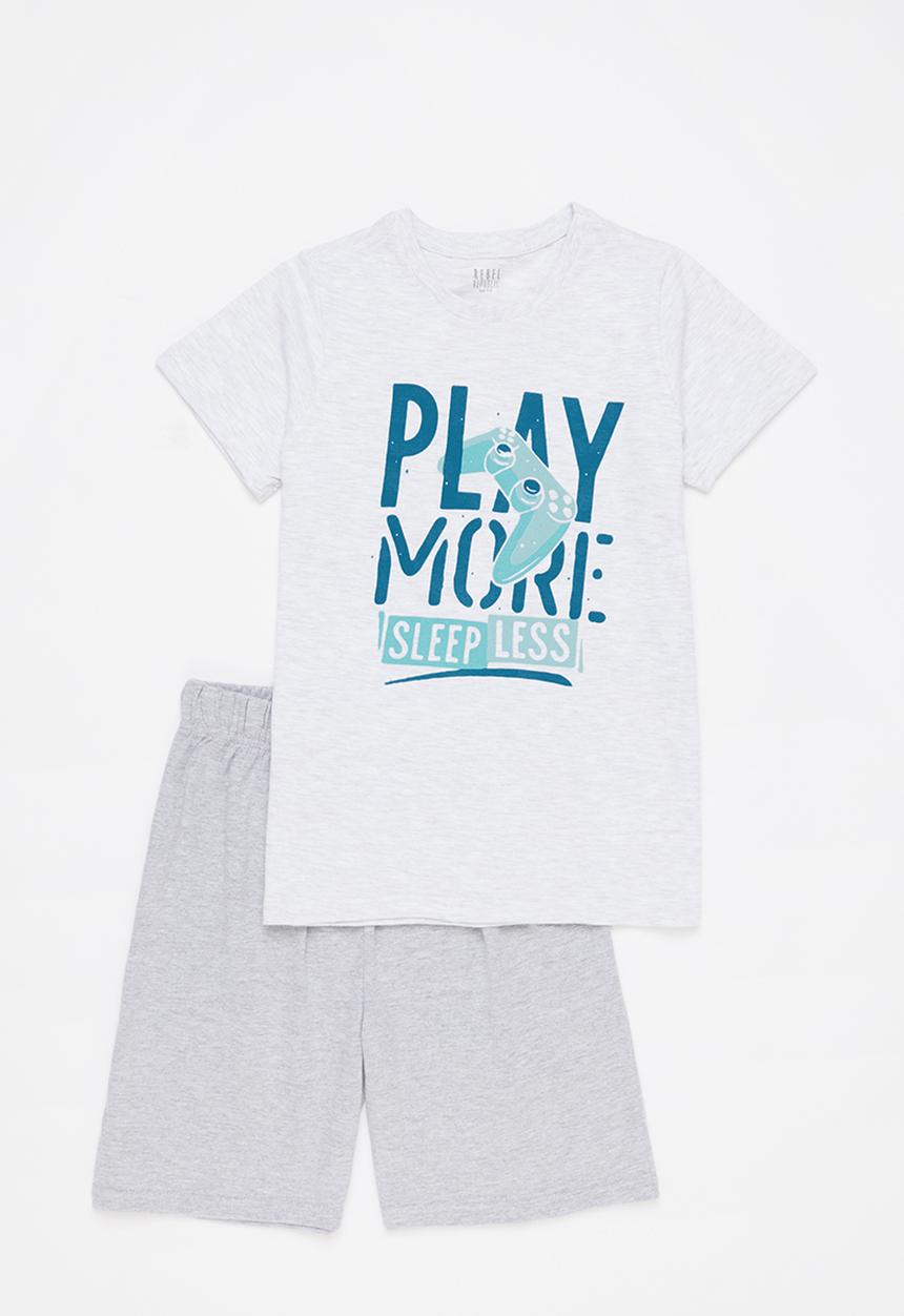 Rebel Republic - Boys tee & shorts pj set - grey