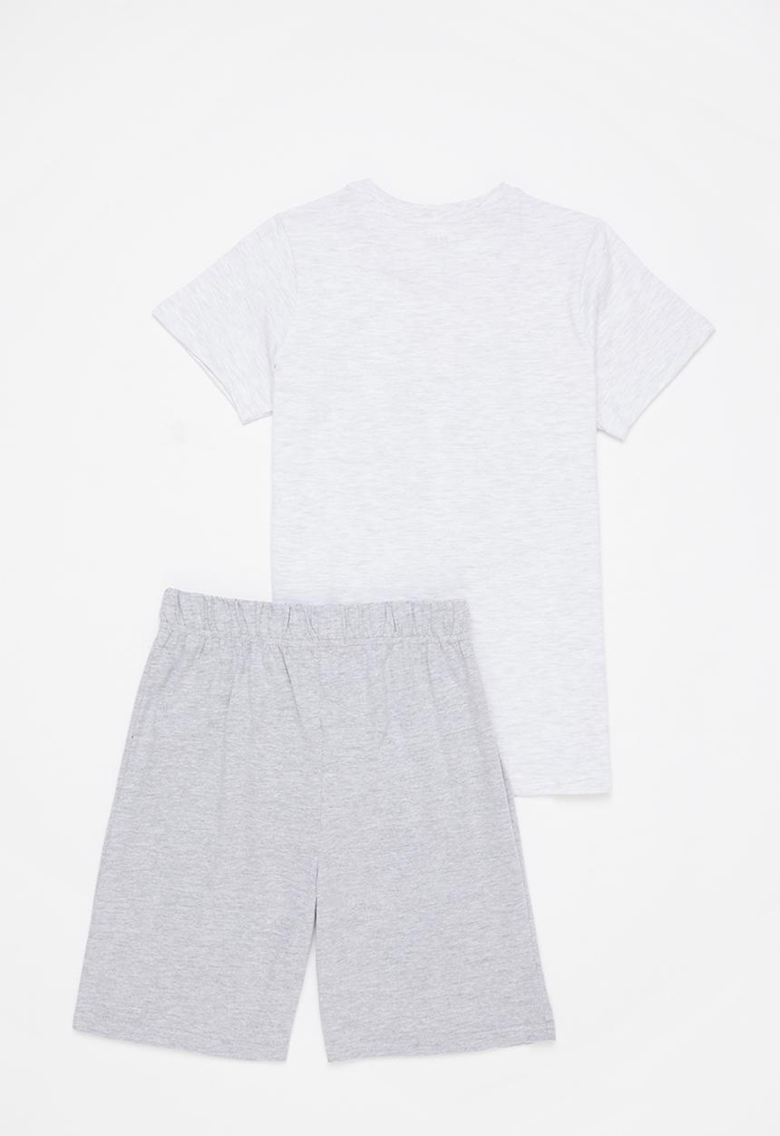 Rebel Republic - Boys tee & shorts pj set - grey