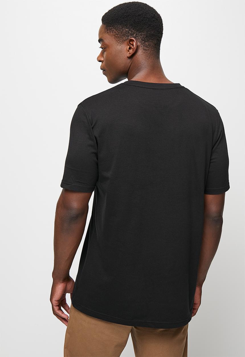 Lark & Crosse - Leo organic crew neck tee with chest embroidery - black