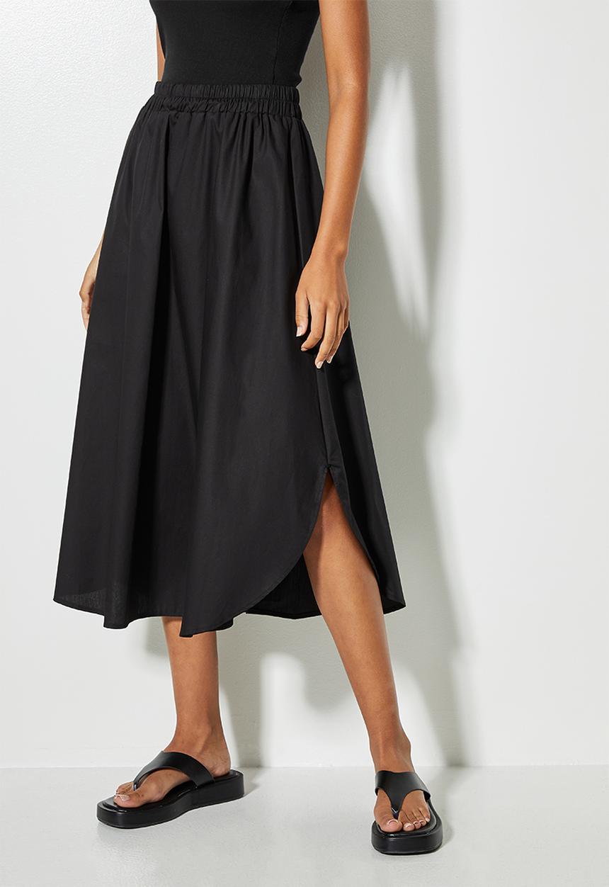 Superbalist - Curved hem midi skirt - black