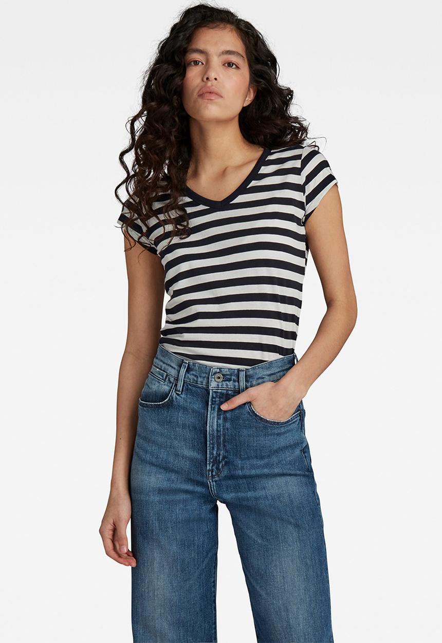 G-STAR - Eyben slim v short sleeve top - milk/salute