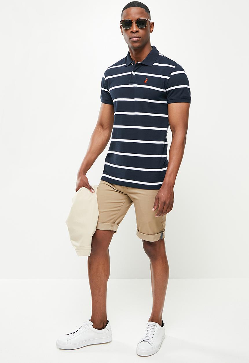 POLO - Reed stripe short sleeve golfer - navy