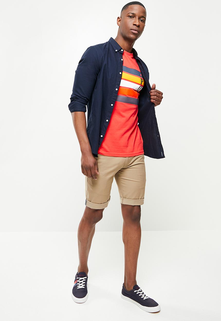 POLO - Mandla block print ss tee - fire