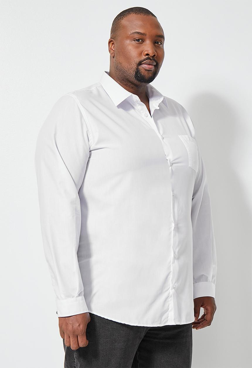 Superbalist - Plus easy care regular fit shirt - white