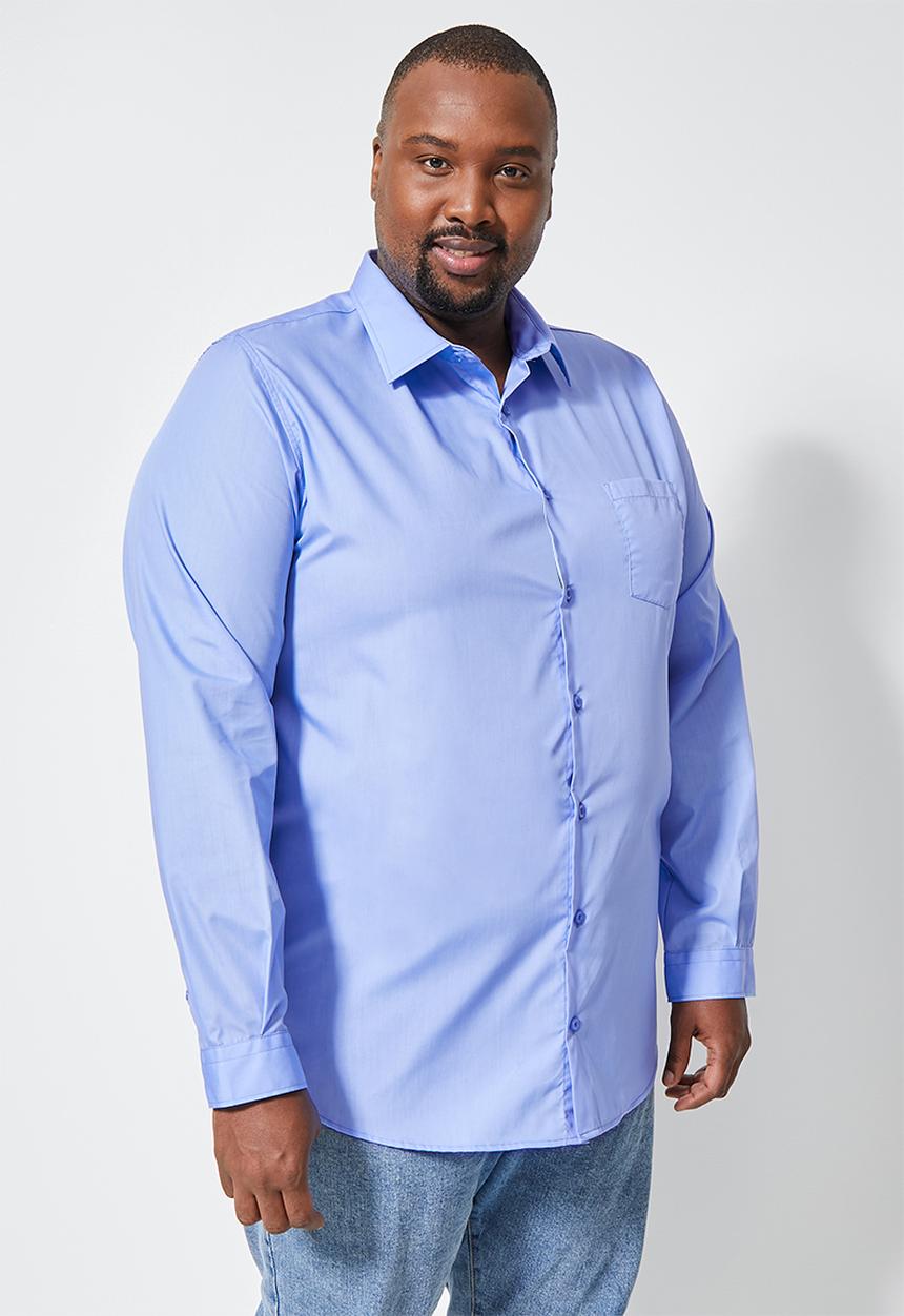 Superbalist - Plus easy care regular fit shirt - mid blue