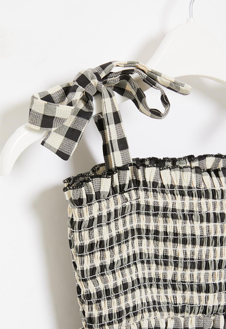 Me&B - Shirred sundress with ric-rac trim - black/white gingam