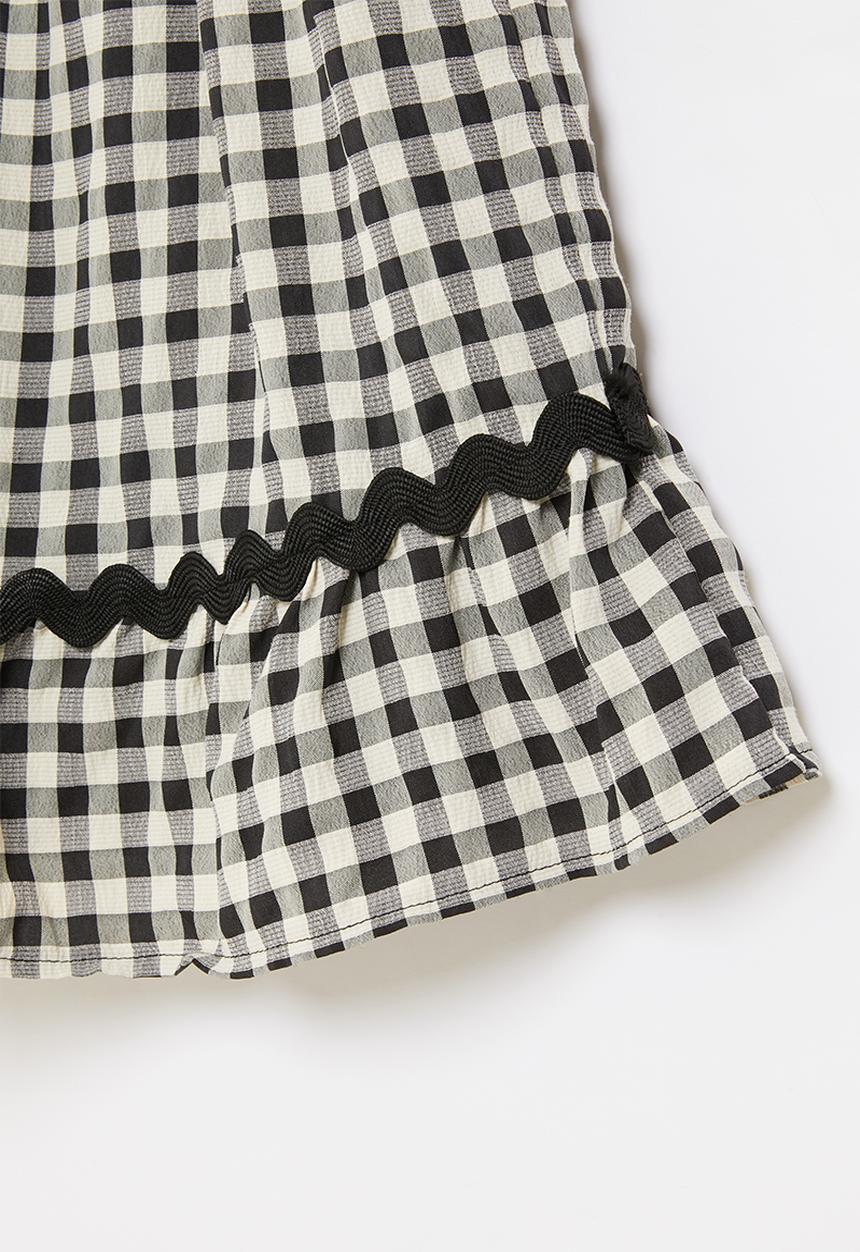 Me&B - Shirred sundress with ric-rac trim - black/white gingam