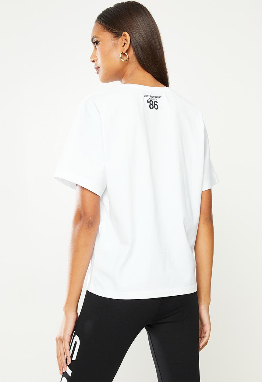 SISSY BOY - Sissyboy sport oversized boxy loose logo top - white