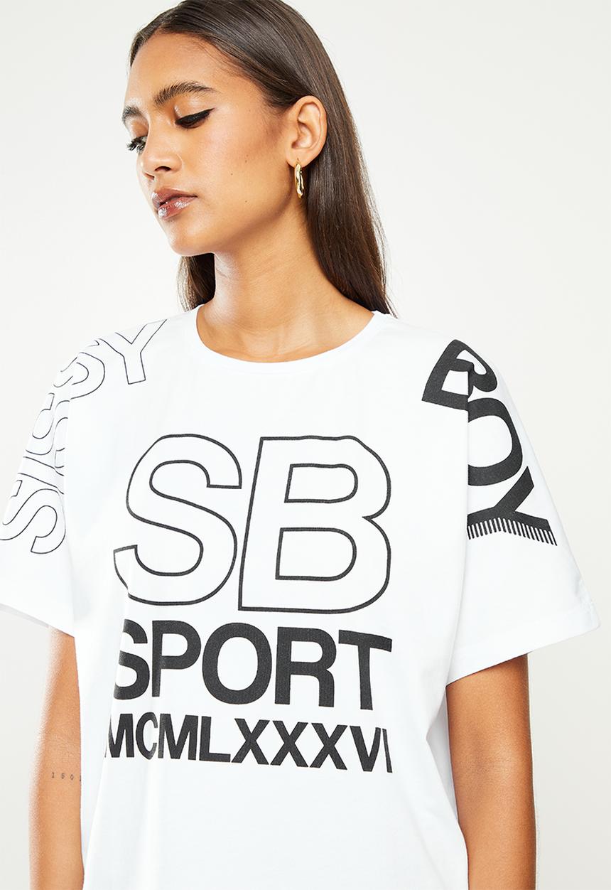 SISSY BOY - Sissyboy sport oversized boxy loose logo top - white