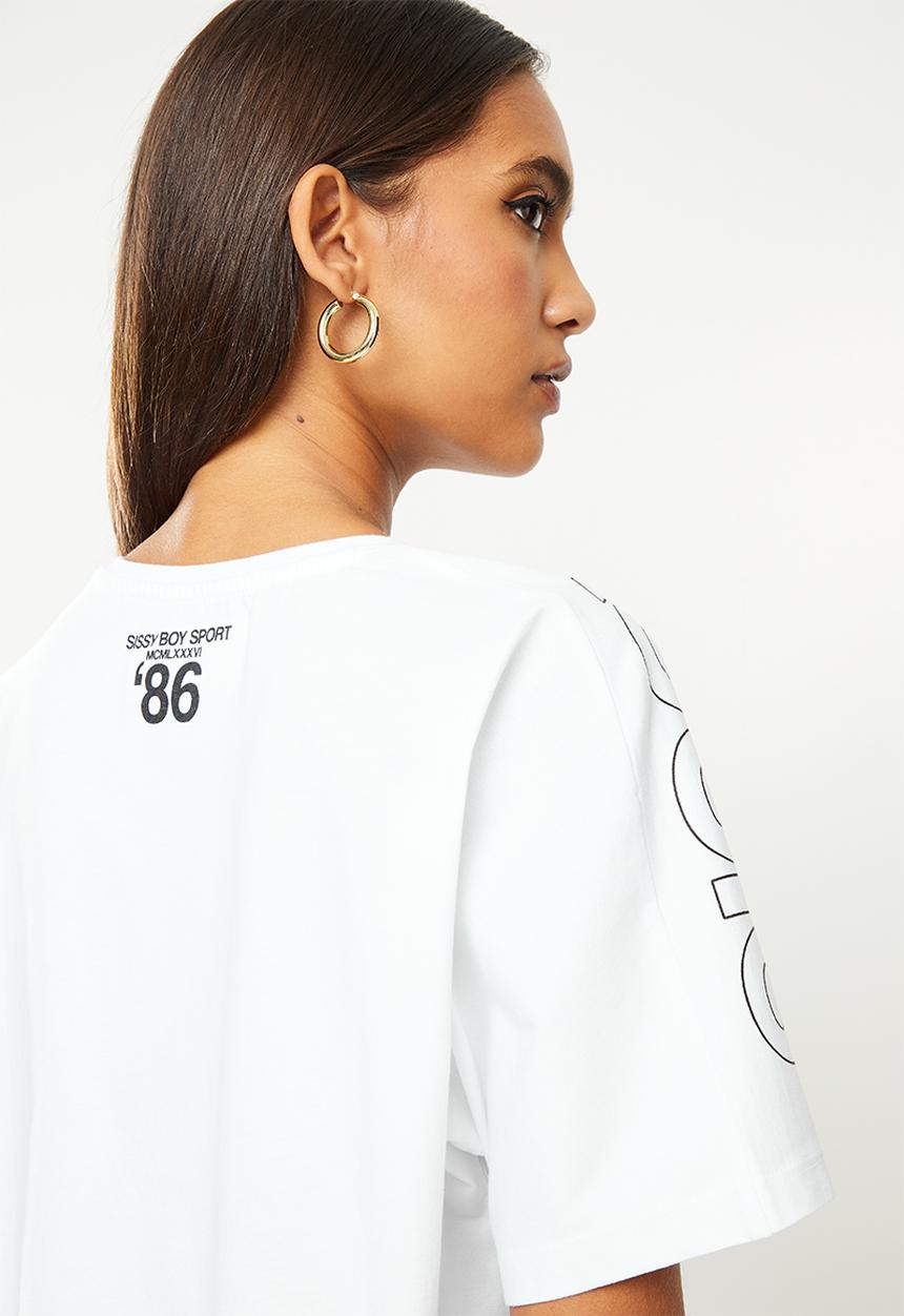 SISSY BOY - Sissyboy sport oversized boxy loose logo top - white