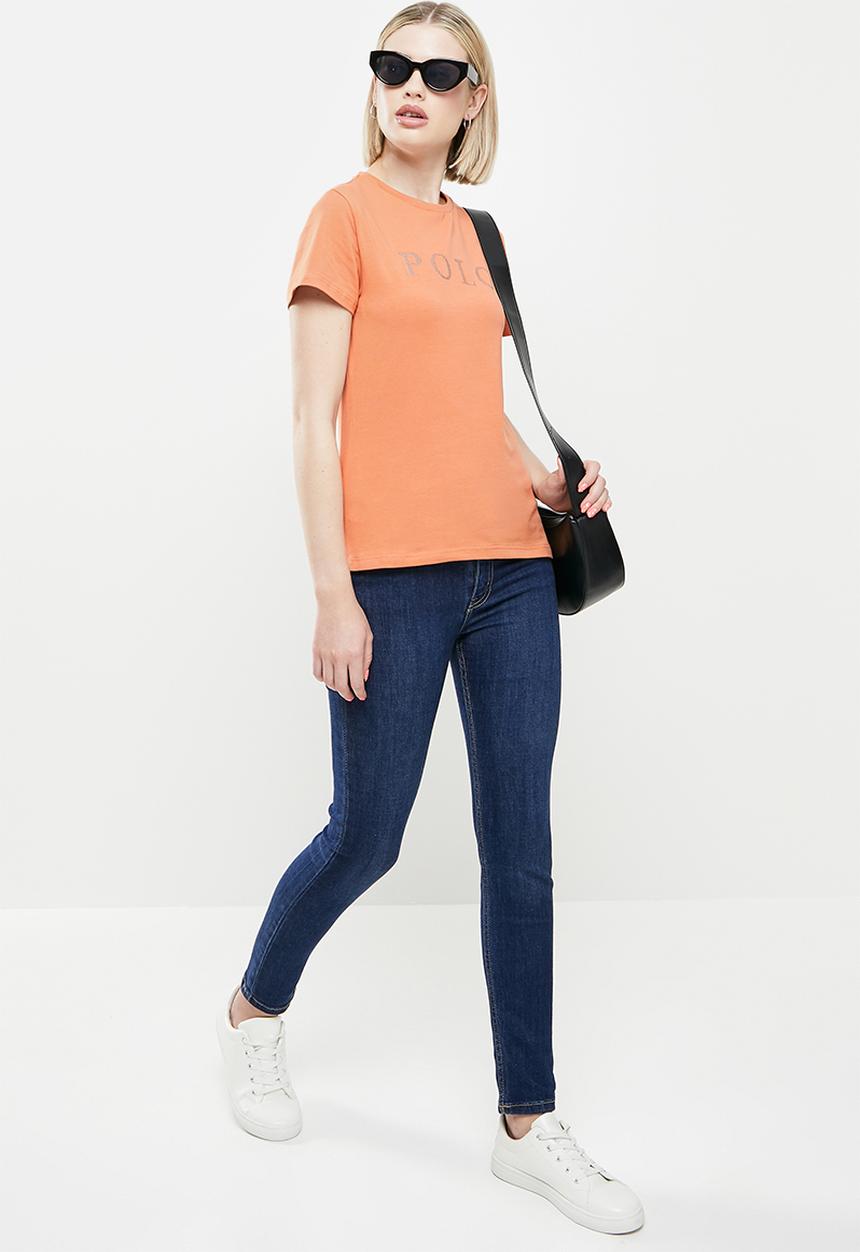 POLO - Cassie short sleeve nailhead logo T-shirt - peach