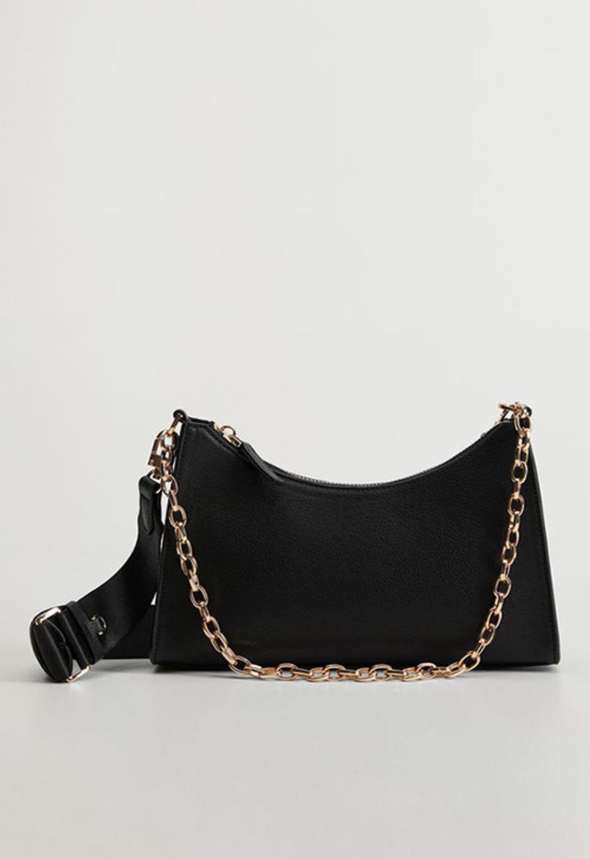 MANGO - Crossbody bag with chain - black