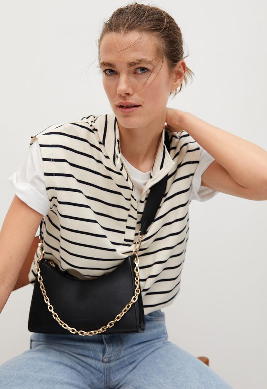 MANGO - Crossbody bag with chain - black