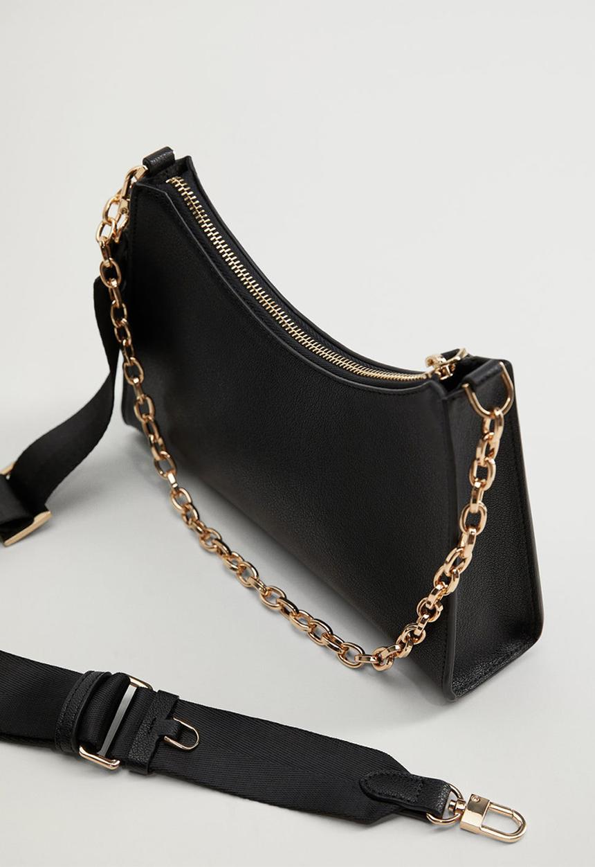 MANGO - Crossbody bag with chain - black