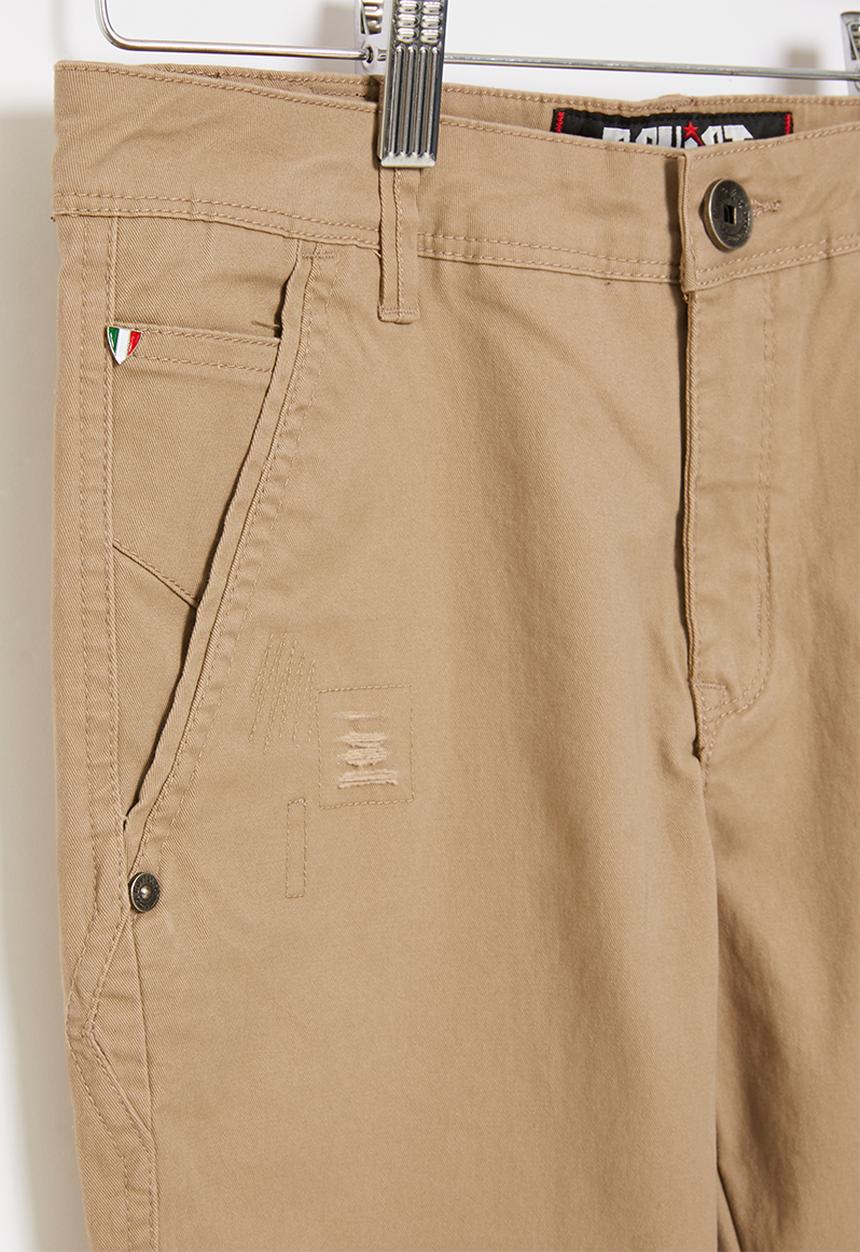 SOVIET - B morata fashion chino with rips - khaki