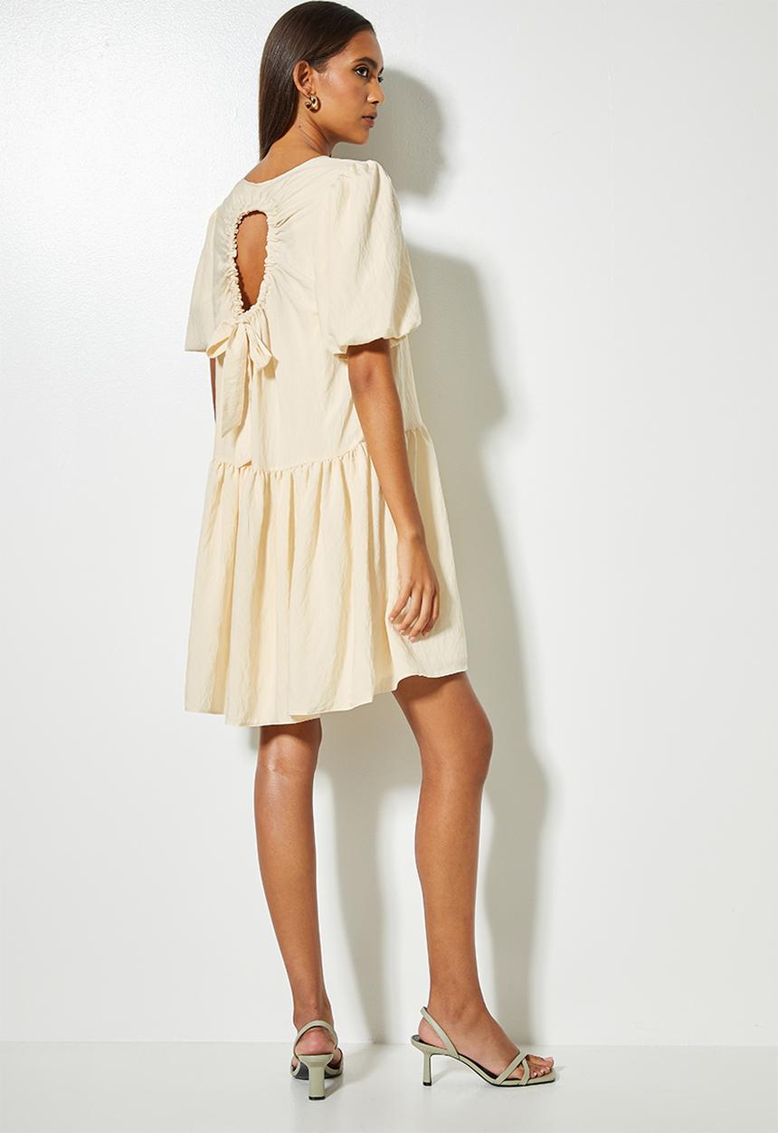 VELVET - Voluminous tiered mini dress - cream