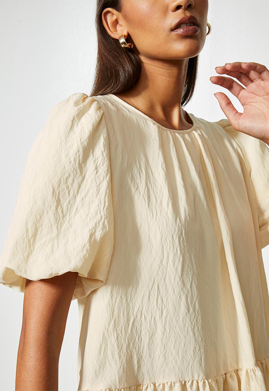 VELVET - Voluminous tiered mini dress - cream
