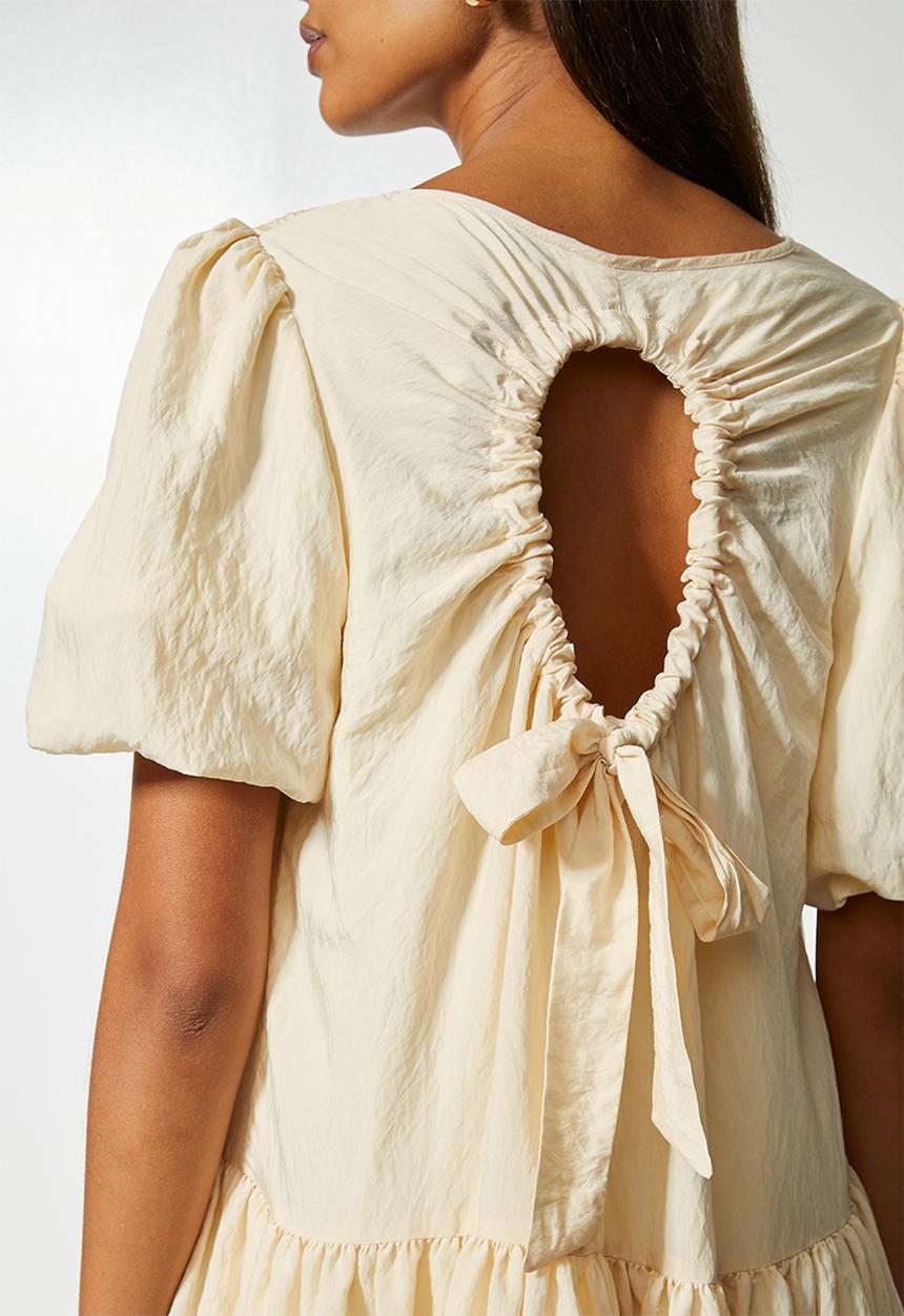 VELVET - Voluminous tiered mini dress - cream