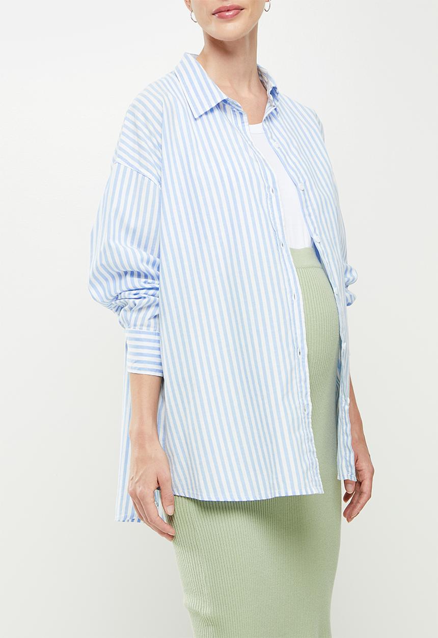 Cotton On - Maternity dad shirt - hayley stripe belle blue