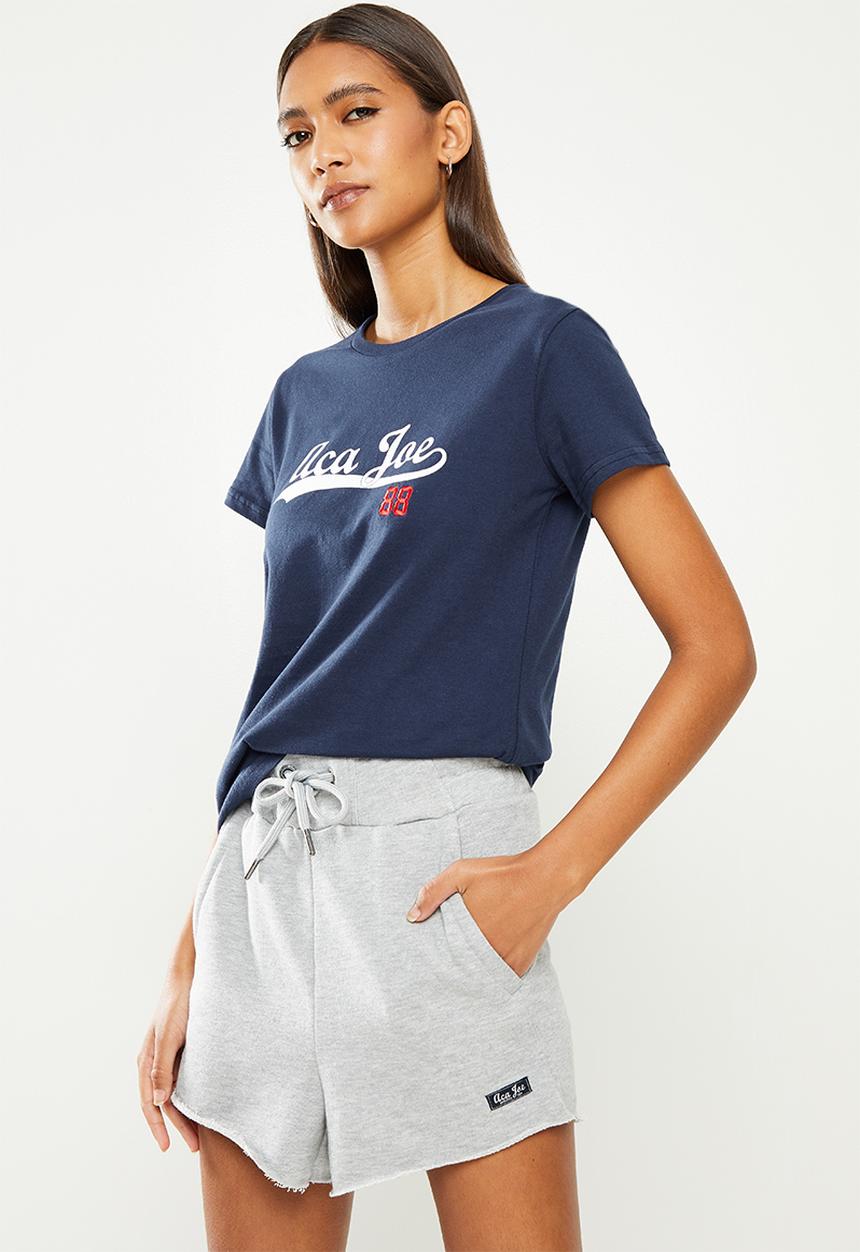 Aca Joe - Ladies aca joe embroidered & printed sj t-shirt - navy