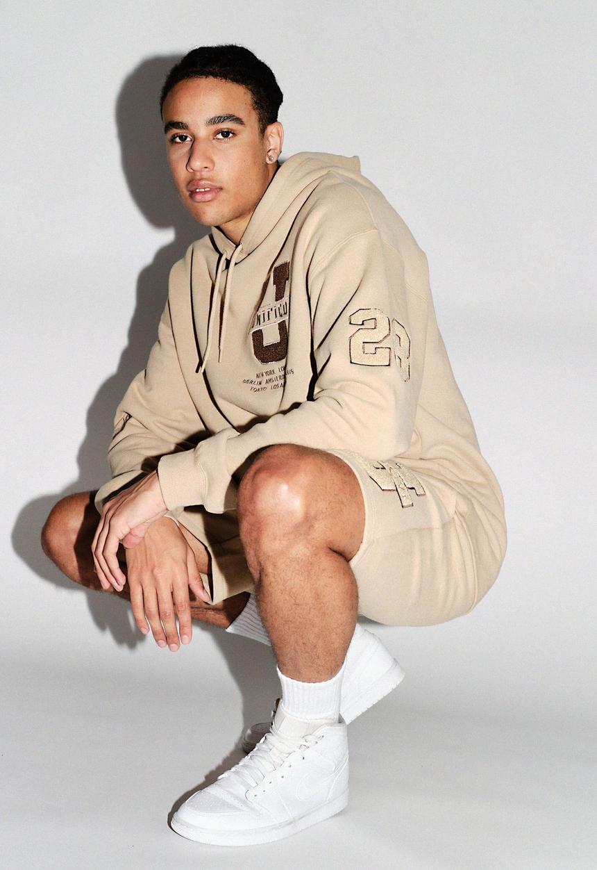 Factorie - Premium oversized graphic hoodie - almond/unified