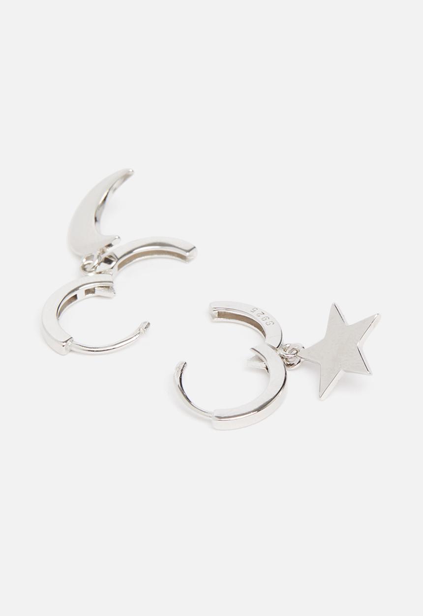 Superbalist - Sterling silver star & half moon earring set - silver