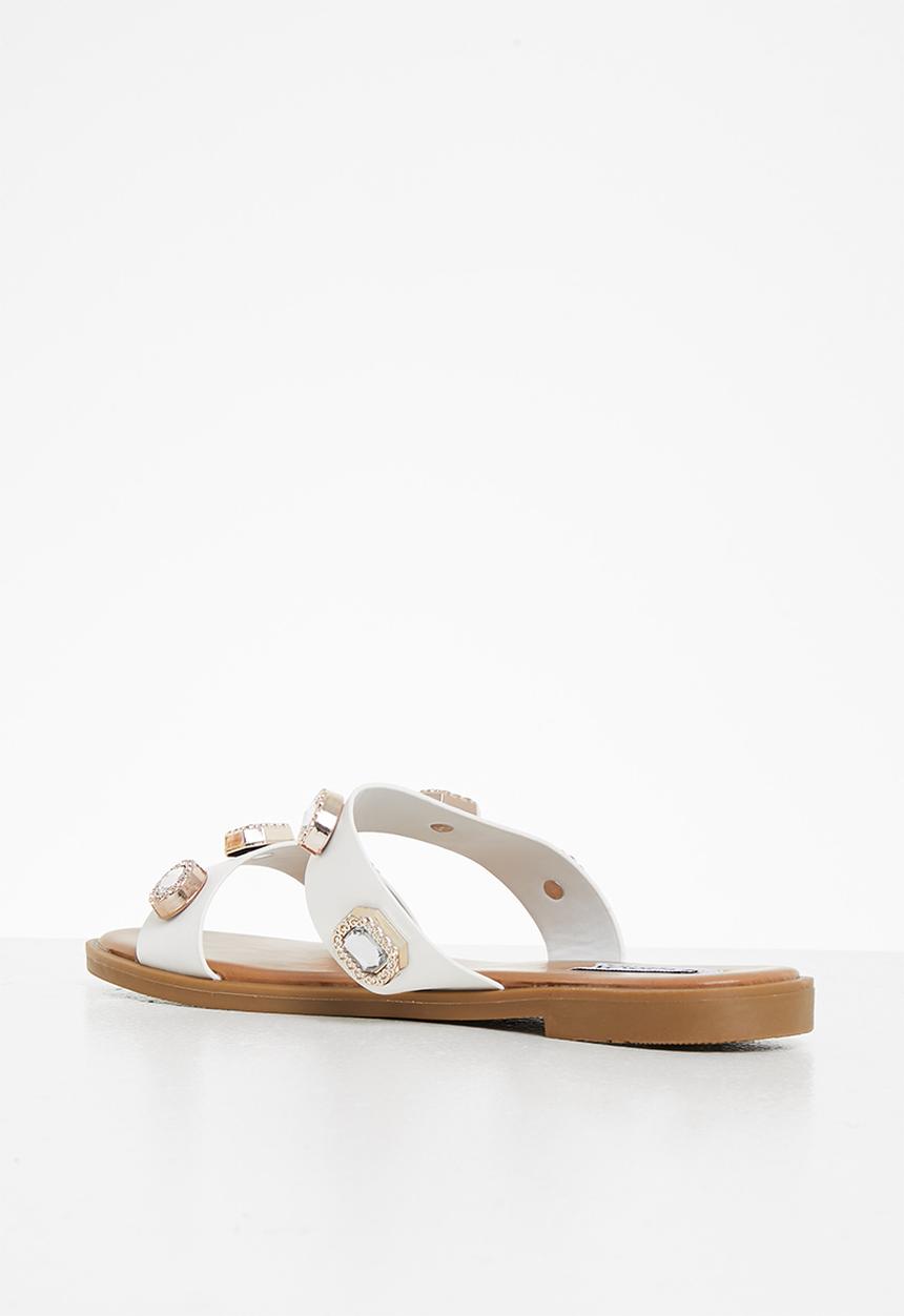 Madison® - Maggie double strap jewelled sandal - white