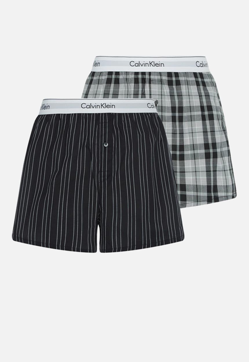 Calvin Klein - Woven boxer slim 2 pack - ryan stripe d well/ hickory plaid b