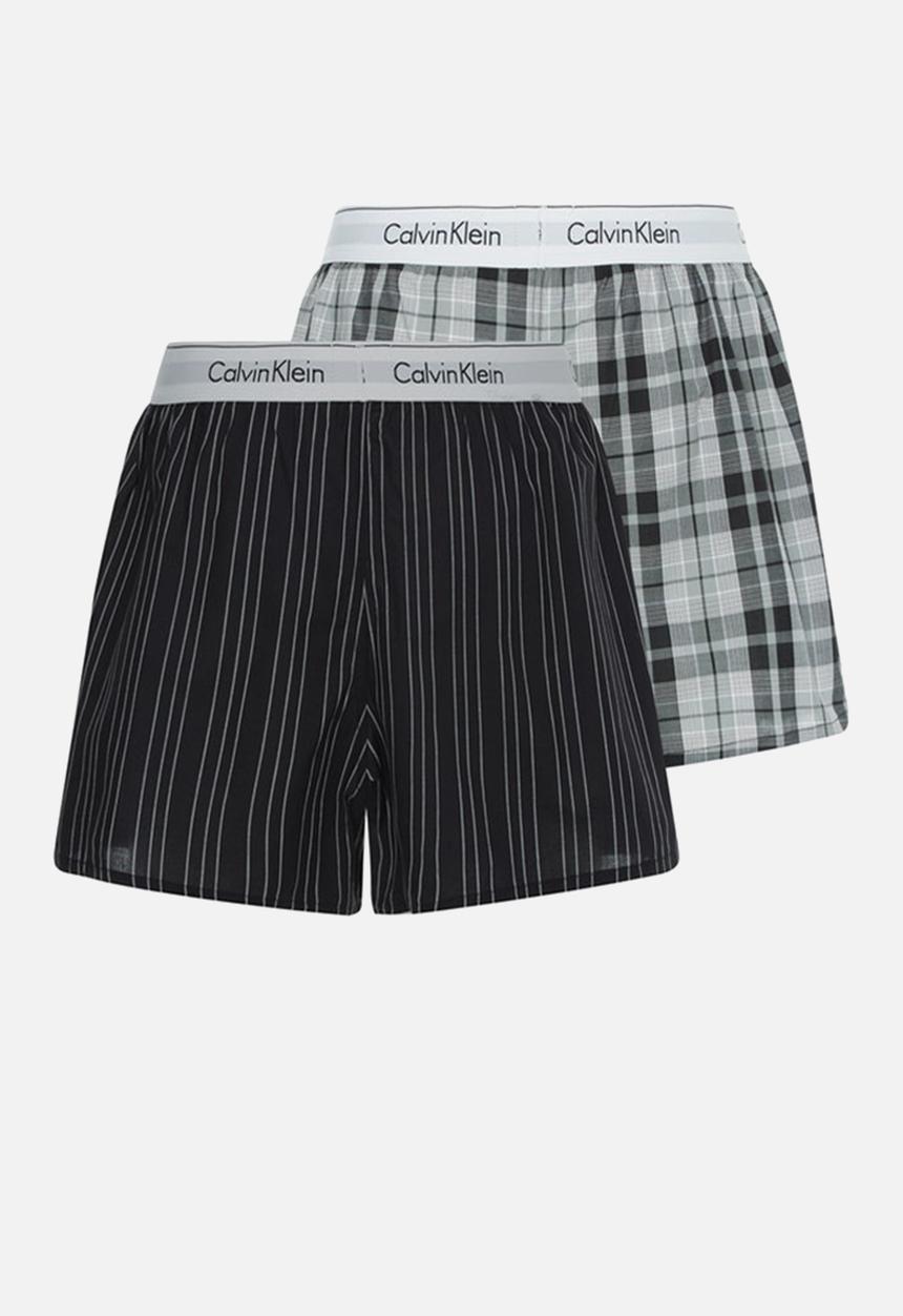 Calvin Klein - Woven boxer slim 2 pack - ryan stripe d well/ hickory plaid b