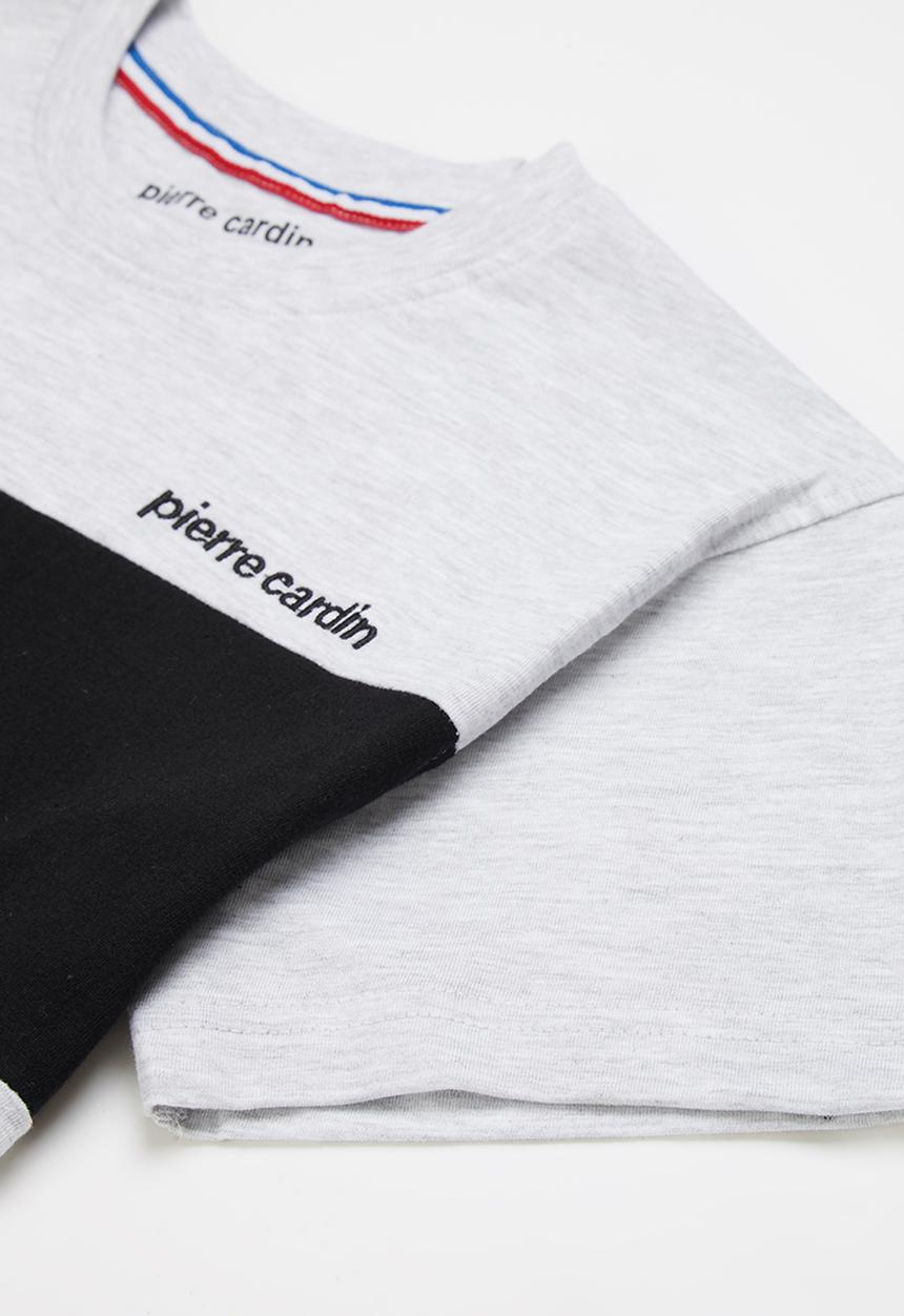 Pierre Cardin - Large colour block tee - grey