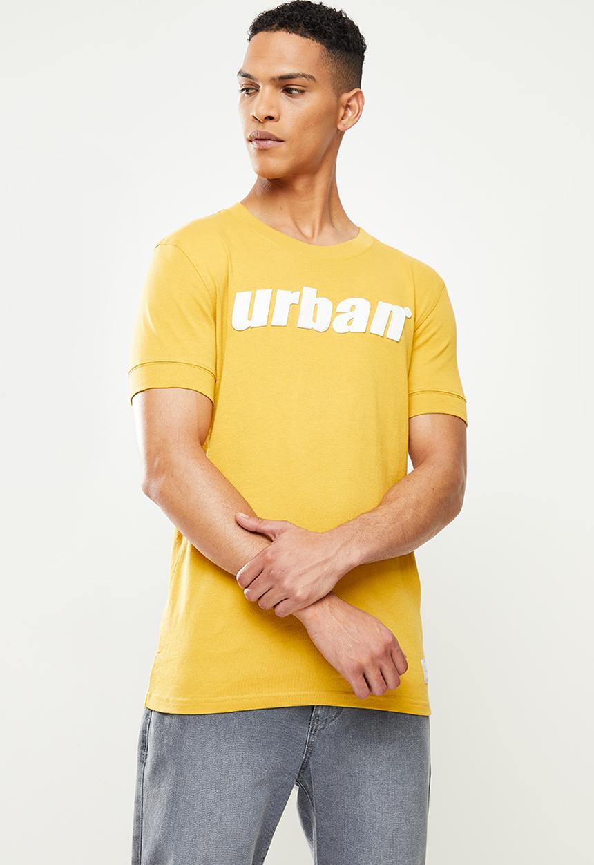 urban° - Urban oversized logo print short sleeve tee - yellow
