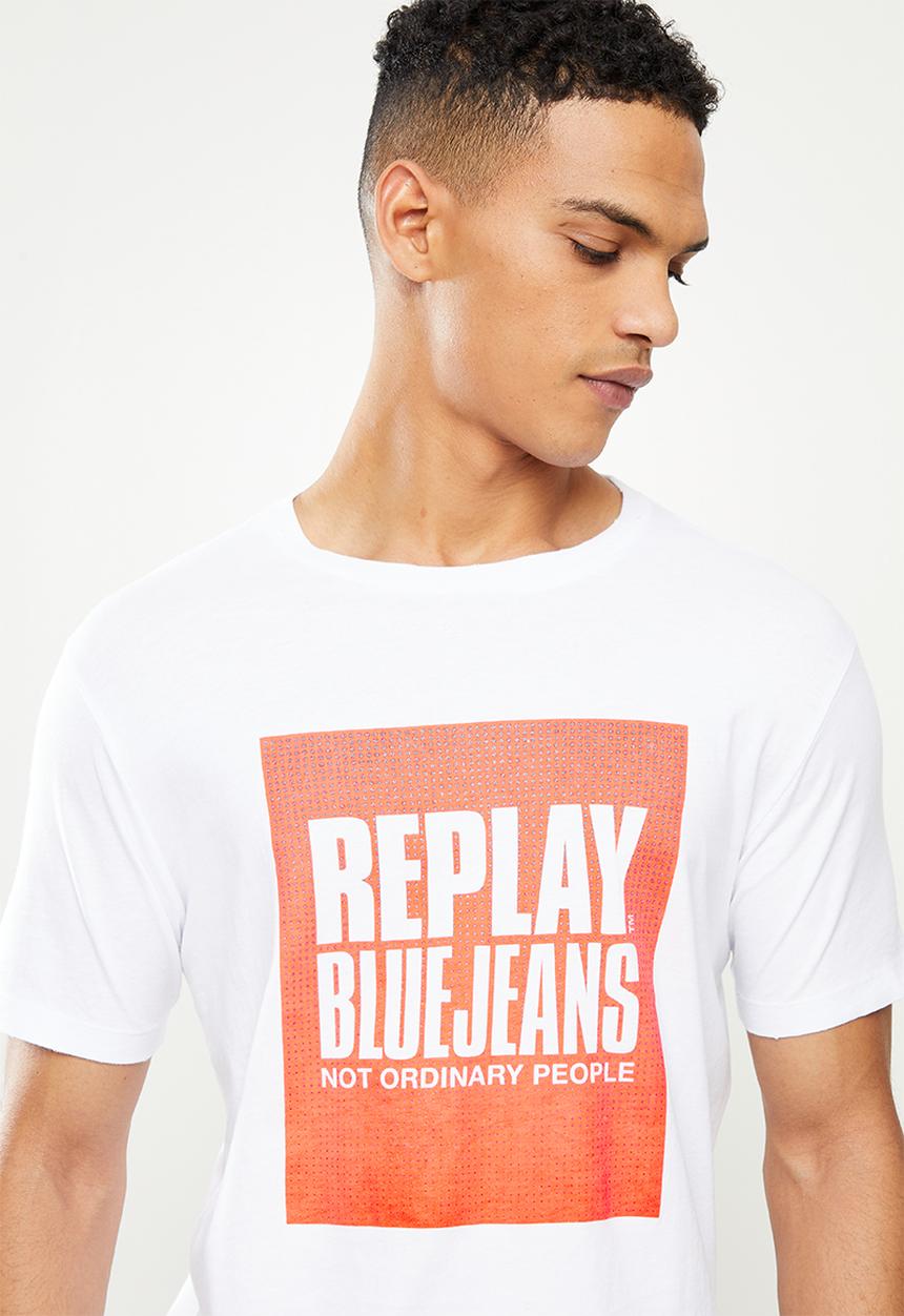 Replay - Square printed tee - white