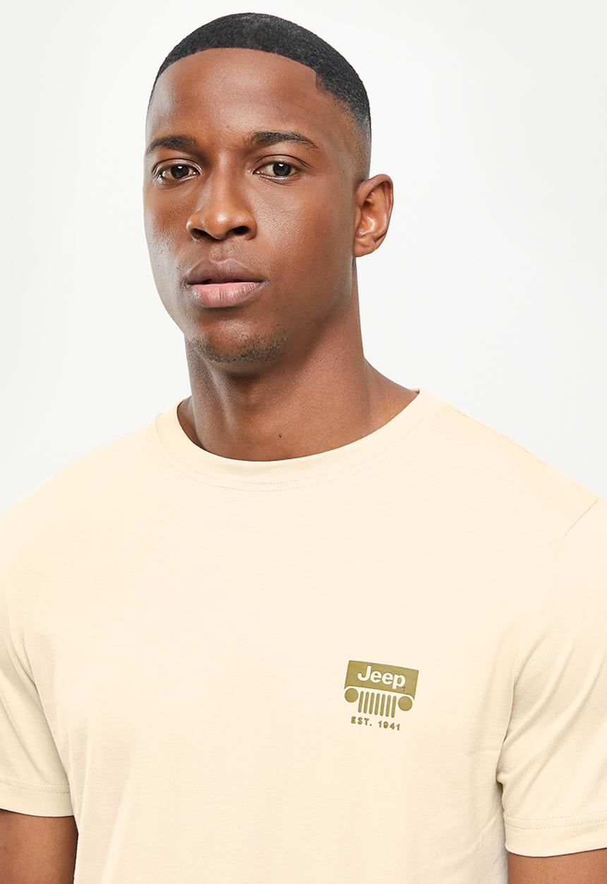 JEEP - Essential logo tee high square print - beige