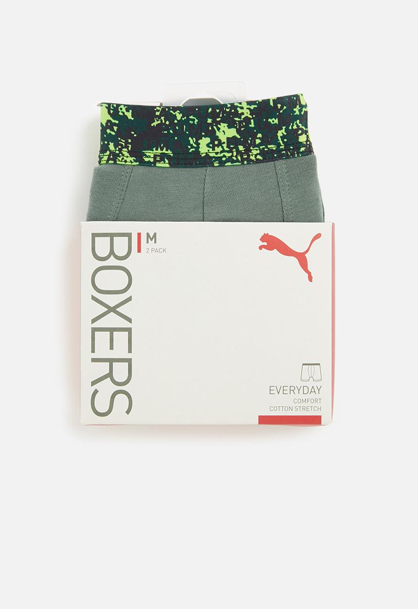 PUMA - Puma men printed elastic boxer 2-pack - green 