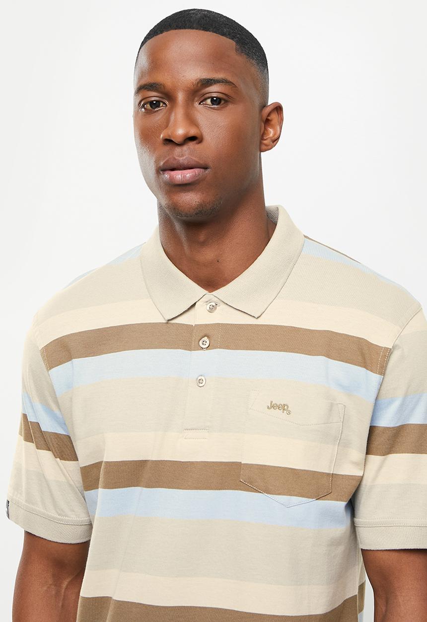 JEEP - Yd multi stripe golfer - khaki/grey