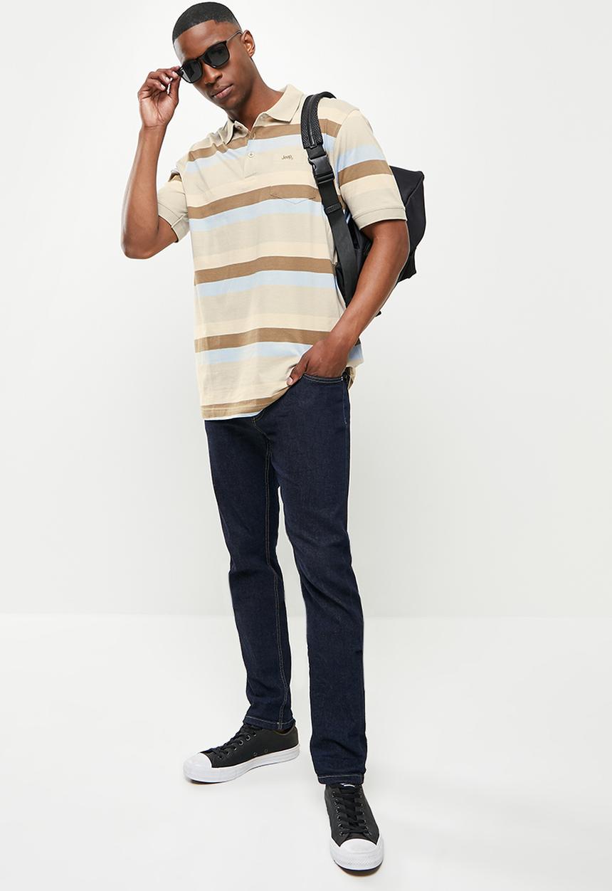 JEEP - Yd multi stripe golfer - khaki/grey