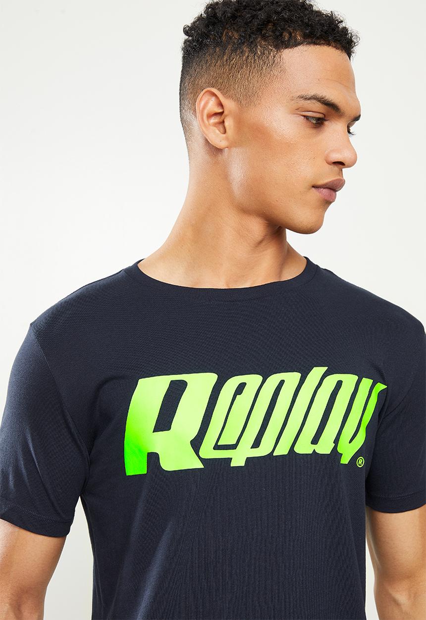 Replay - Replay large print tee - navy